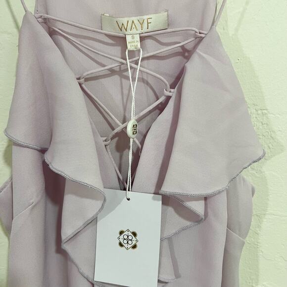 WAYF Lilac Purple Ruffle Lace Up Tank Top Size Small New - Picture 2 of 9